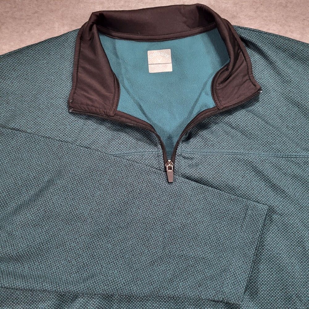 Callaway Mens XL Green 1/4 Zip Long Sleeve‎ Pullover With Pockets